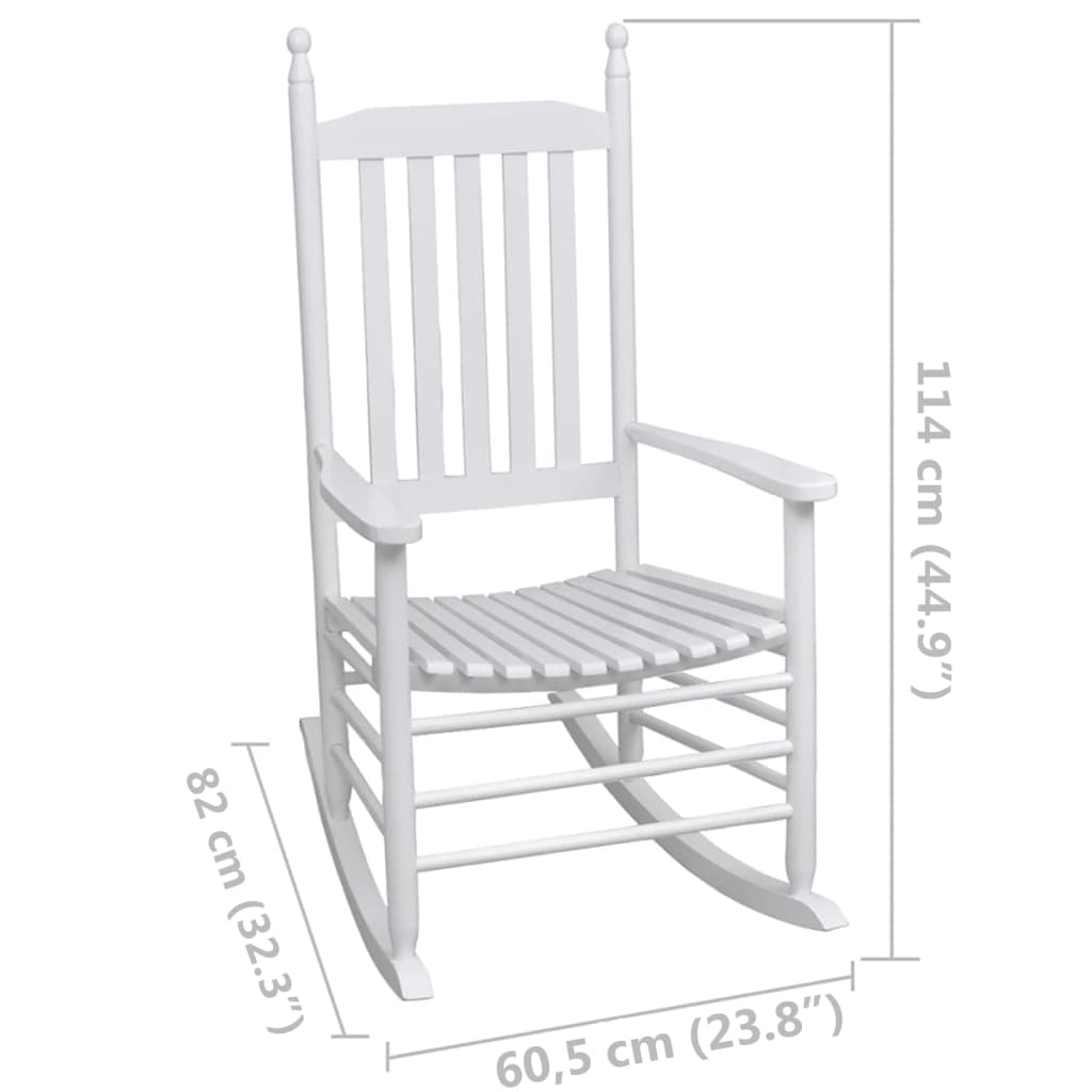 vidaXL Mecedora de madera con asiento curvado madera blanca