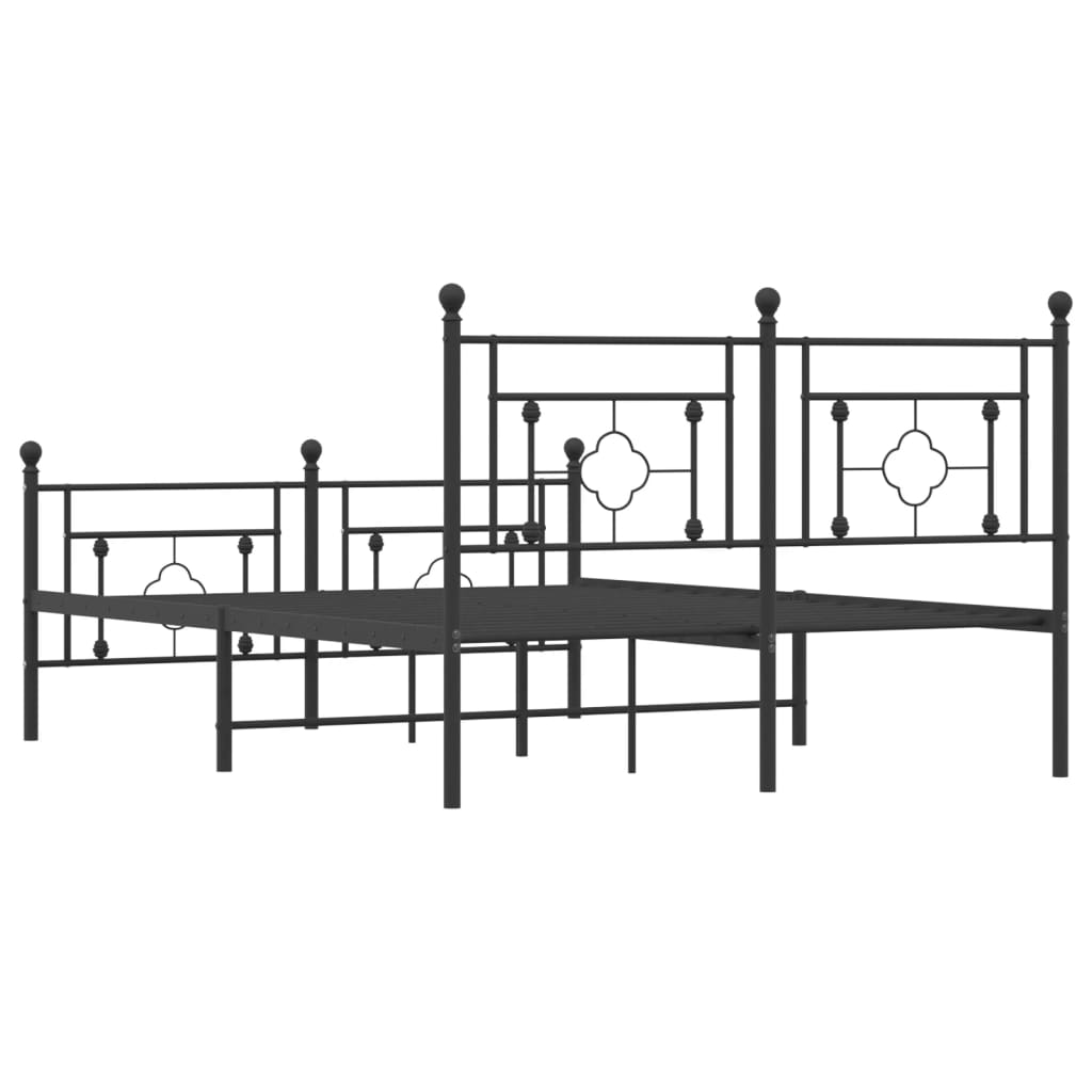 vidaXL Estructura de cama cabecero y pie de cama metal negro 140x200cm