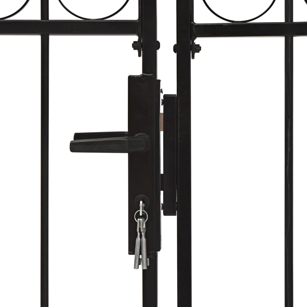 vidaXL Cancela de valla doble puerta con arco 400x200 cm acero negro