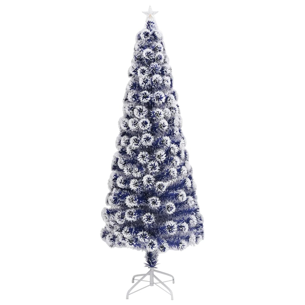 vidaXL Árbol de Navidad artificial LED fibra óptica blanco azul 240 cm