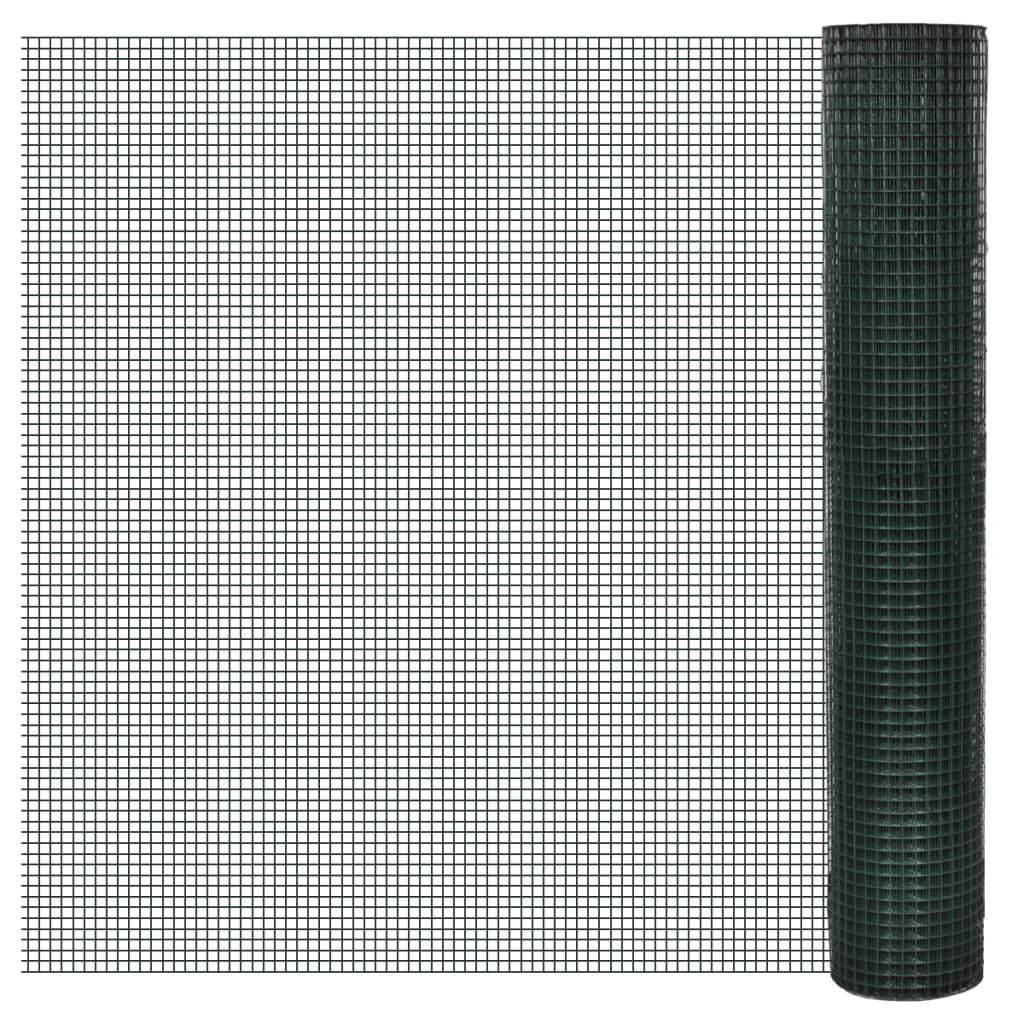 vidaXL Malla de alambre de acero galvanizado verde 1x25 m
