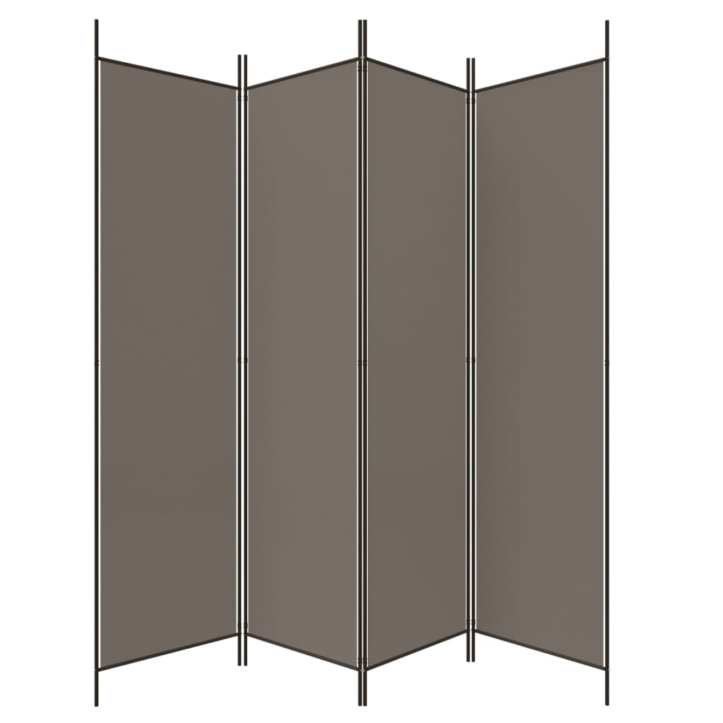 vidaXL Biombo divisor de 4 paneles de tela gris antracita 200x200 cm