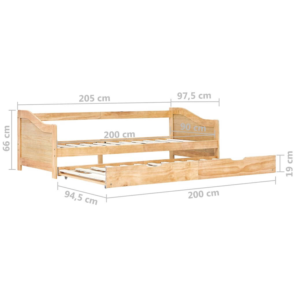 vidaXL Estructura de sofá cama extraíble madera de pino 90x200 cm