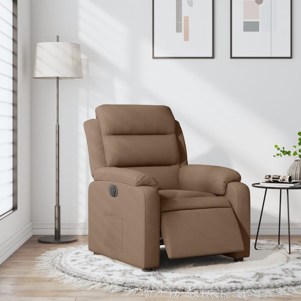 vidaXL Sillón reclinable eléctrico de tela marrón