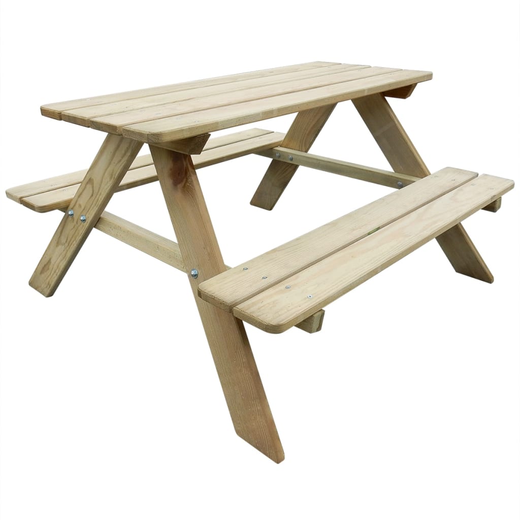 vidaXL Mesa de picnic para niños 89x89,6x50,8 cm madera de pino