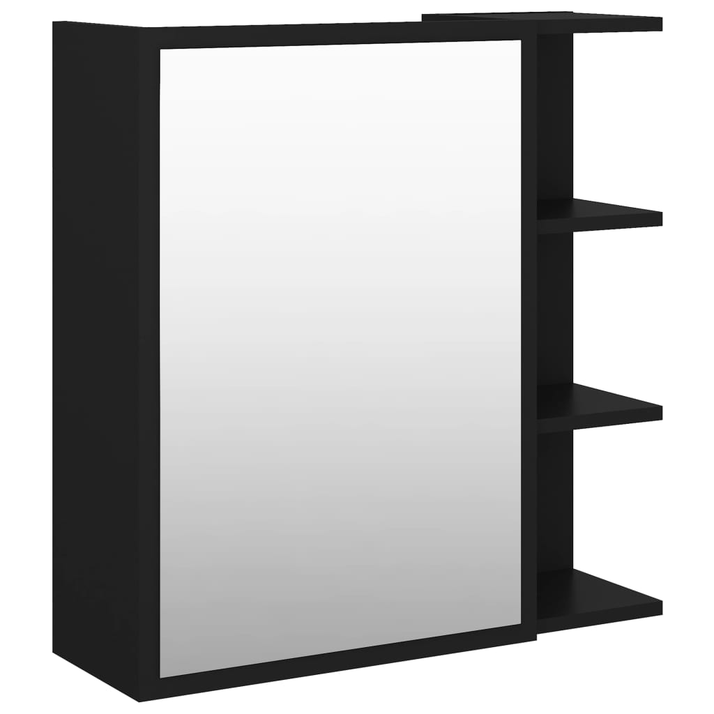 vidaXL Armario de espejo de baño contrachapada negro 62,5x20,5x64 cm