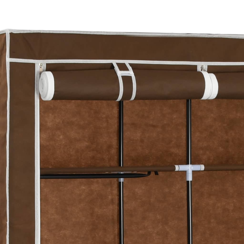 vidaXL Armario con compartimentos y varillas tela marrón 150x45x175 cm
