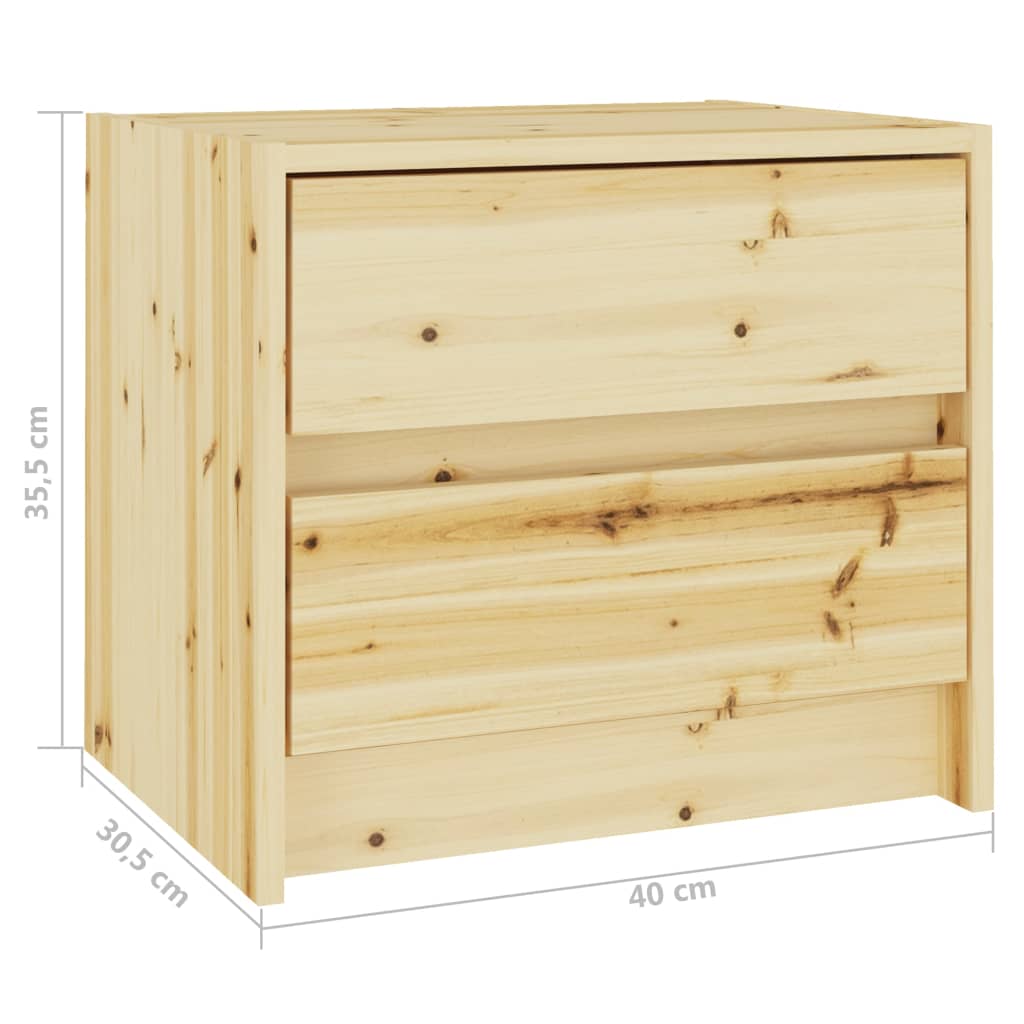 vidaXL Mesitas de noche 2 uds madera maciza de abeto 40x30,5x35,5 cm