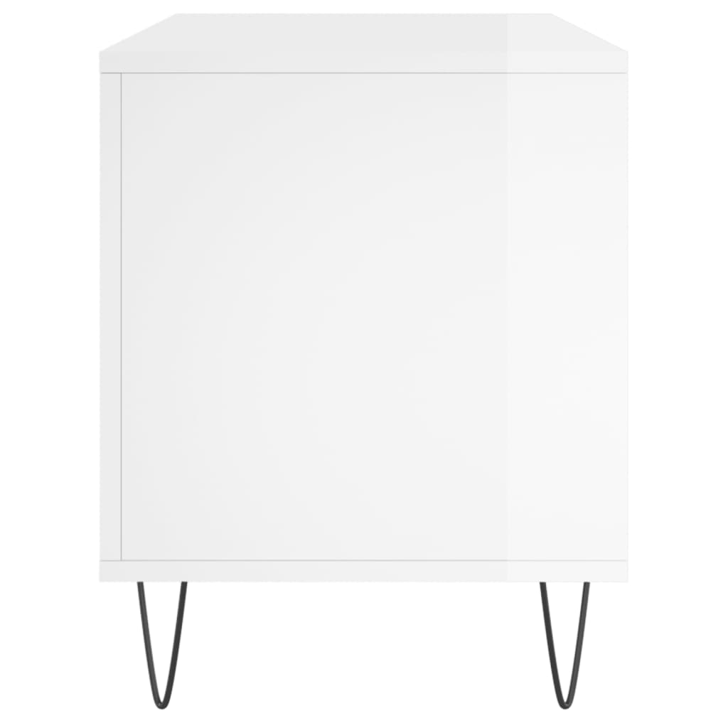 vidaXL Mueble discos madera contrachapada blanco brillo 100x38x48 cm