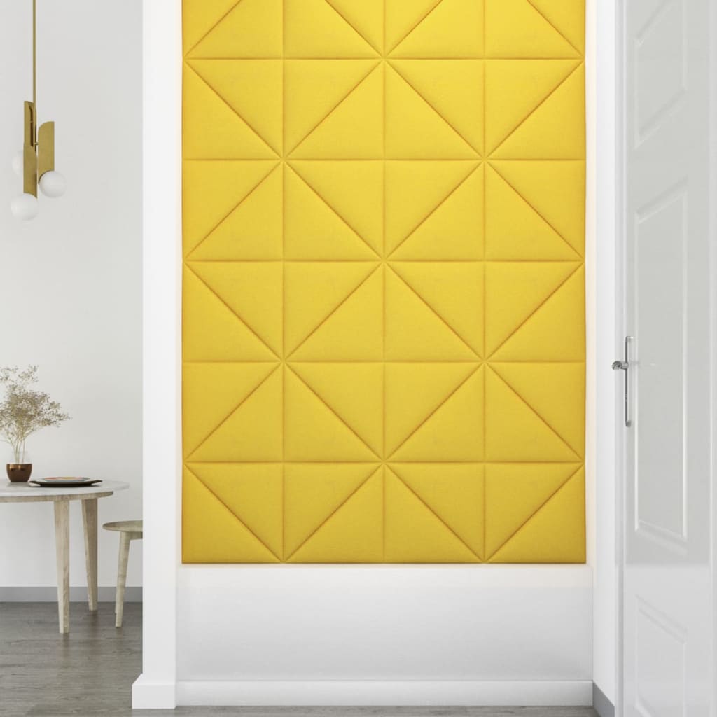 vidaXL Paneles de pared 12 uds tela amarillo claro 30x30 cm 0,54 m²
