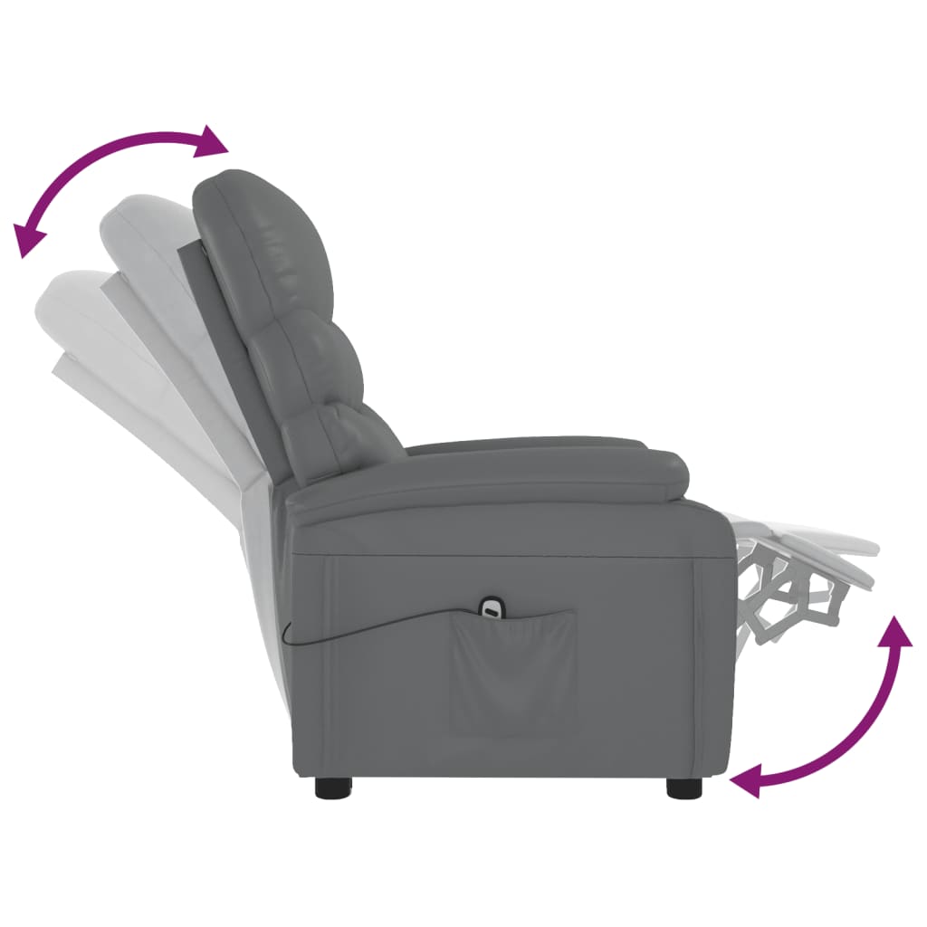 vidaXL Sillón reclinable eléctrico de cuero sintético gris