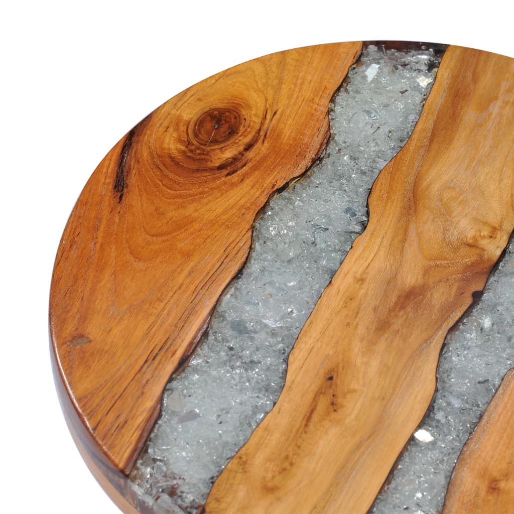 vidaXL Mesa de centro de madera maciza de teca y polirresina 40x45 cm