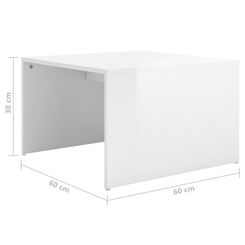 vidaXL Mesas de centro apilables 3 piezas blanco brillo 60x60x38 cm