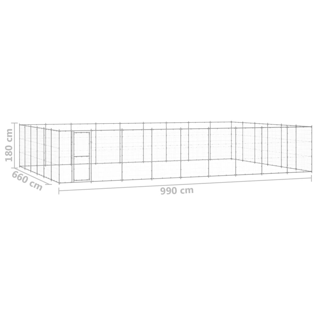 vidaXL Perrera de exterior de acero galvanizado 65,34 m²