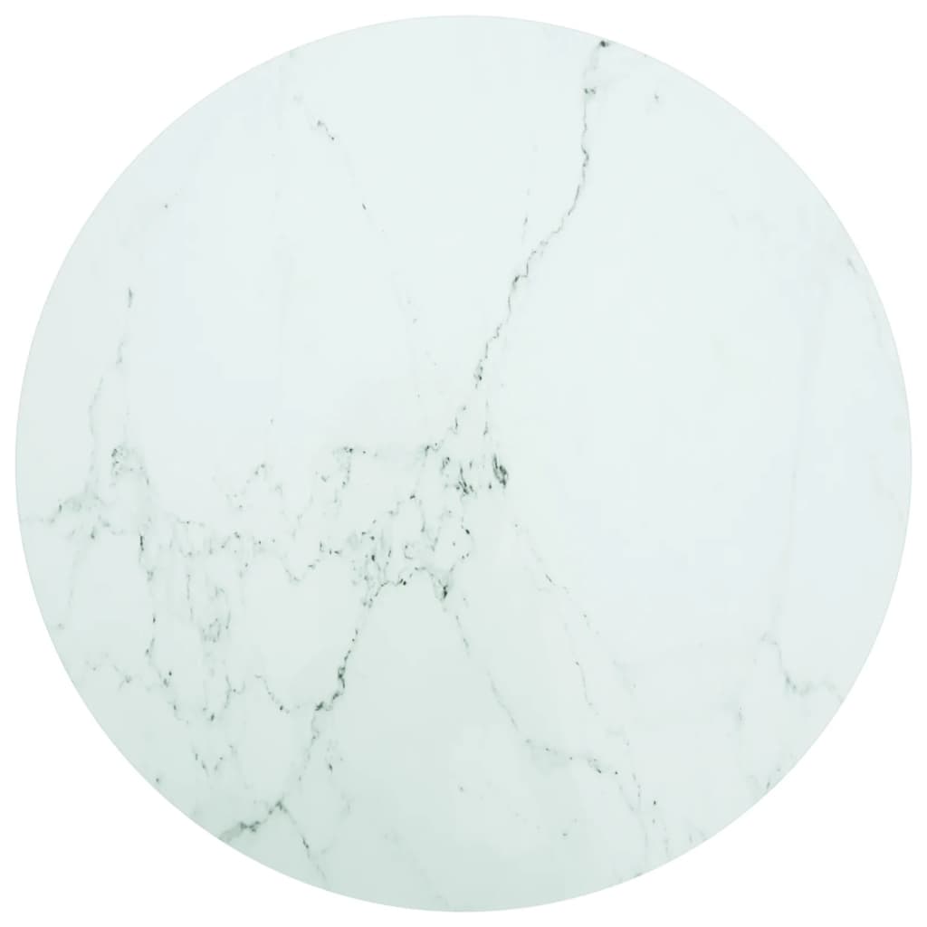 vidaXL Tablero de mesa diseño mármol vidrio templado blanco Ø90x1 cm