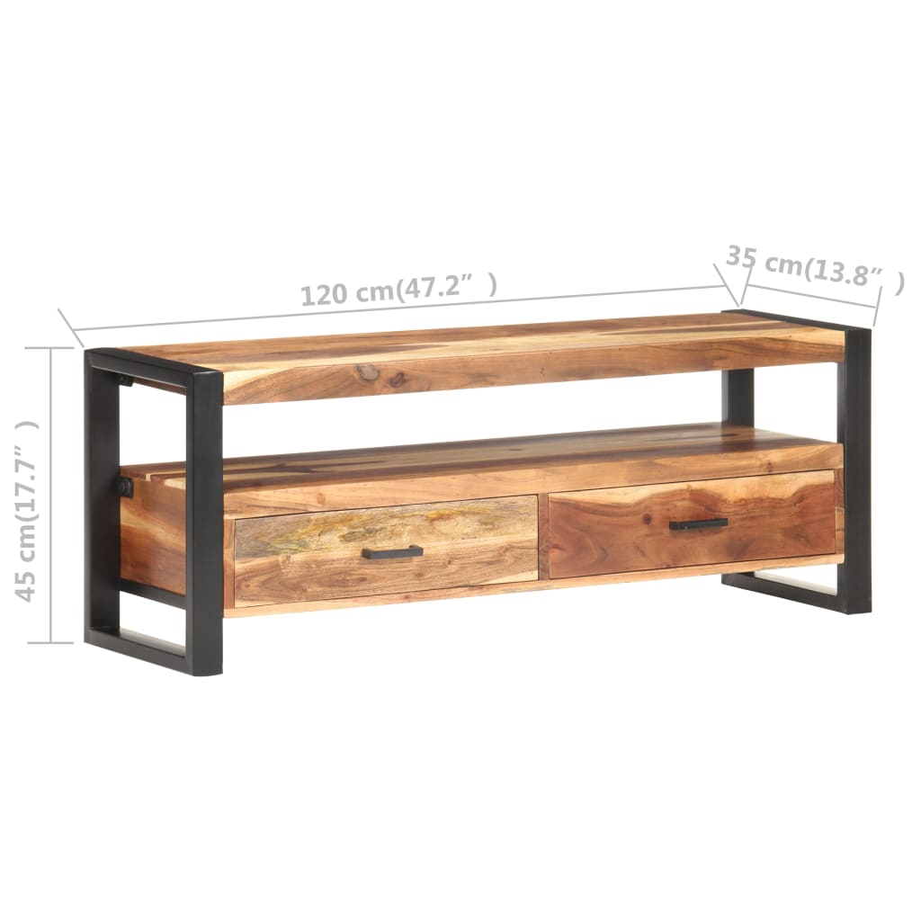 vidaXL Mueble de TV madera maciza con acabado miel 120x35x45 cm