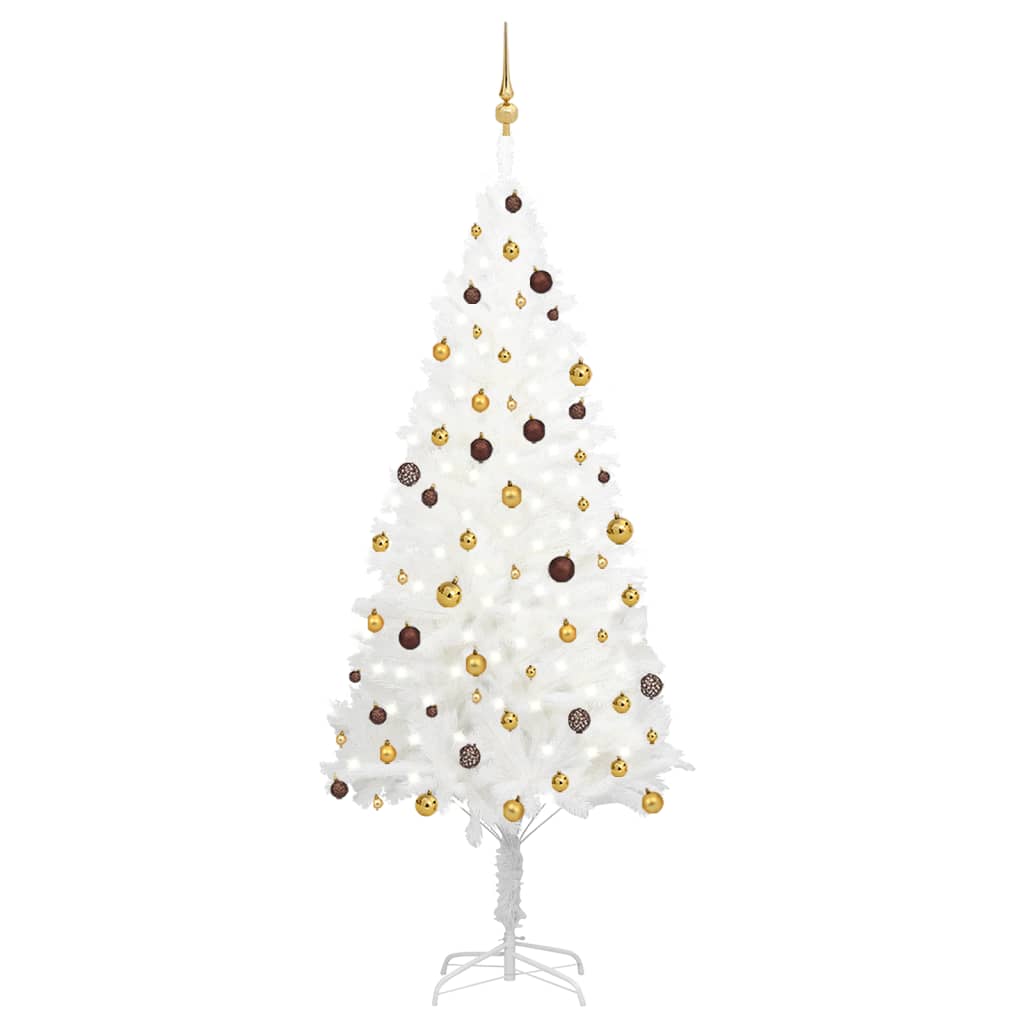 vidaXL Árbol de Navidad preiluminado con luces y bolas blanco 240 cm