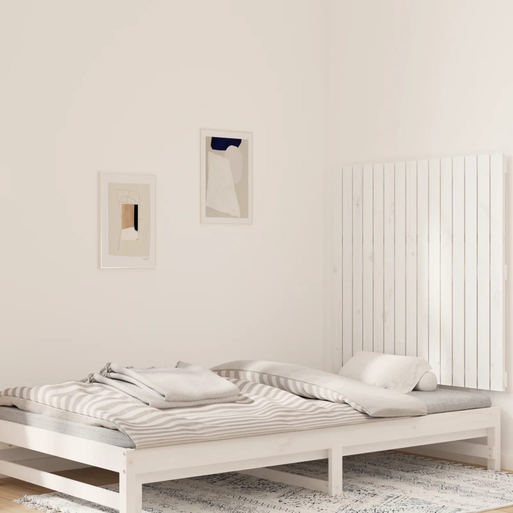 vidaXL Cabecero de cama pared madera maciza pino blanco 95,5x3x90 cm