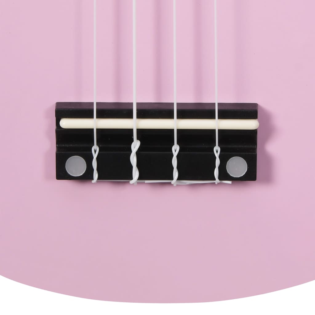 vidaXL Set de ukelele soprano con funda para niños rosa 23"