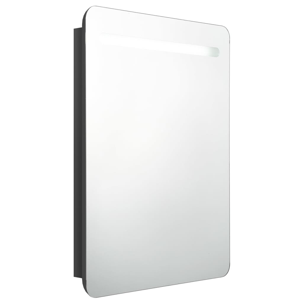 vidaXL Armario de baño con espejo LED negro brillante 60x11x80 cm
