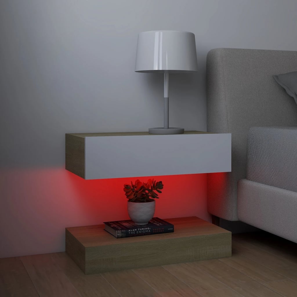 vidaXL Muebles para TV luces LED 2 uds blanco y roble Sonoma 60x35 cm