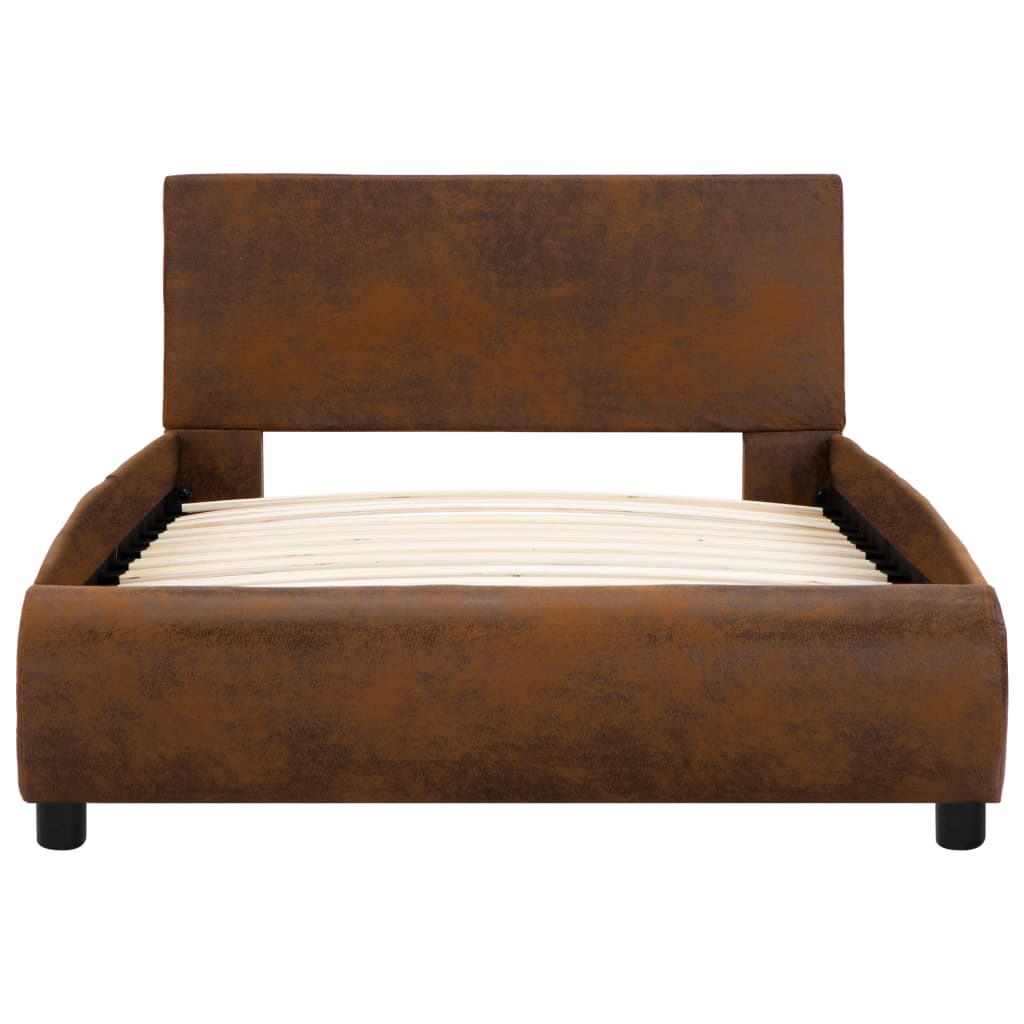 vidaXL Estructura de cama de cuero sintético marrón 100x200 cm