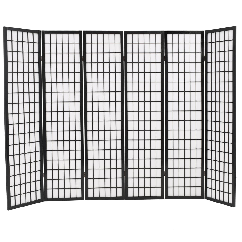 vidaXL Biombo plegable con 6 paneles estilo japonés 240x170 cm negro