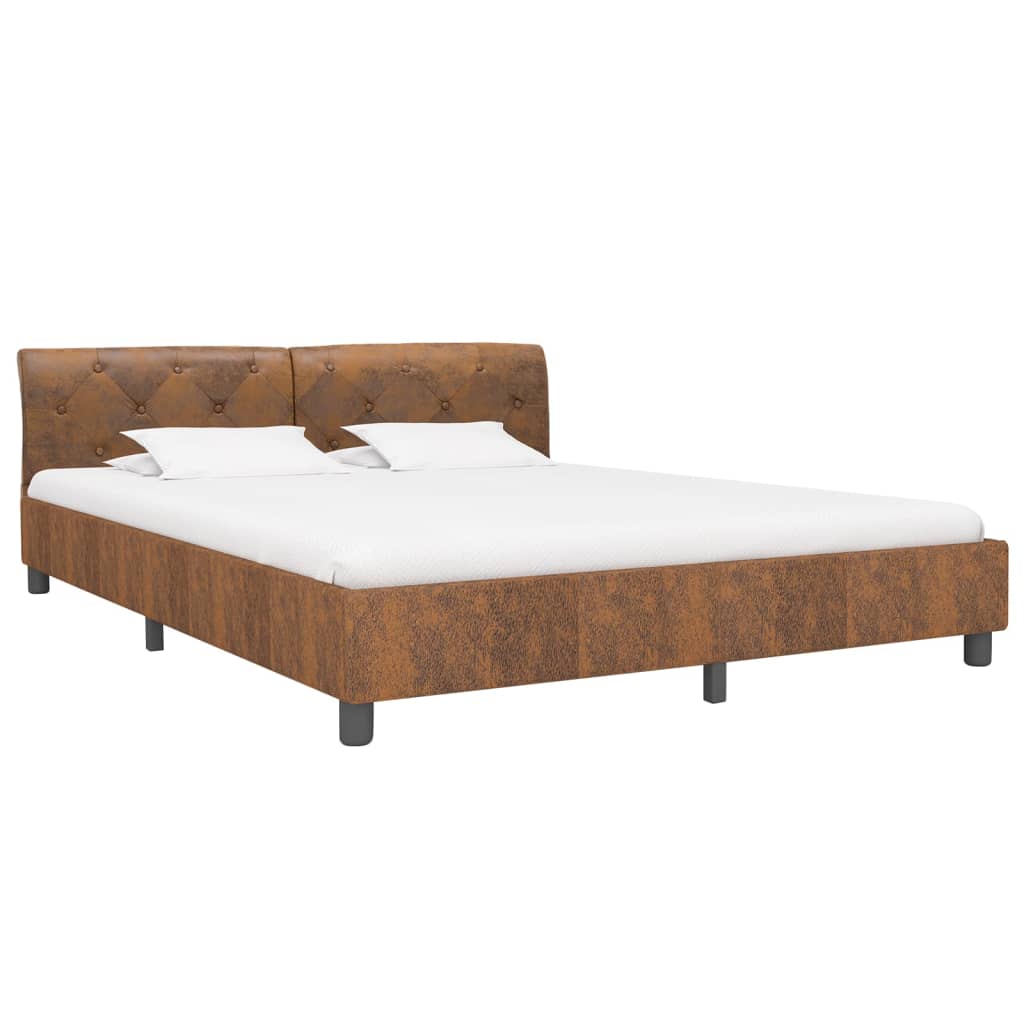 vidaXL Estructura de cama de piel de ante artificial marrón 160x200 cm