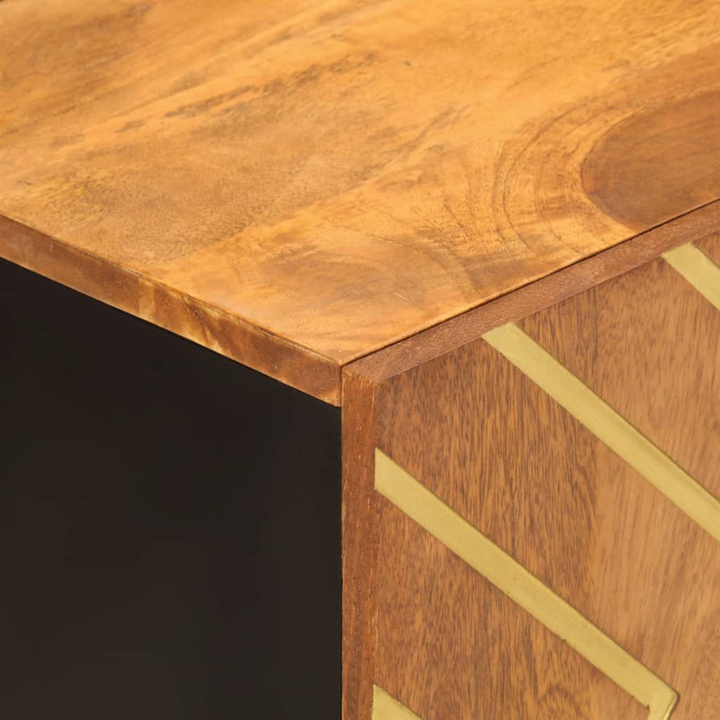 vidaXL Mueble de TV madera maciza mango marrón y negro 105x33,5x46 cm