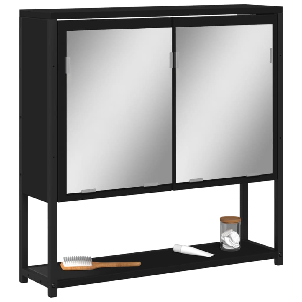 vidaXL Armario con espejo de baño madera ingeniería negro 60x16x60 cm