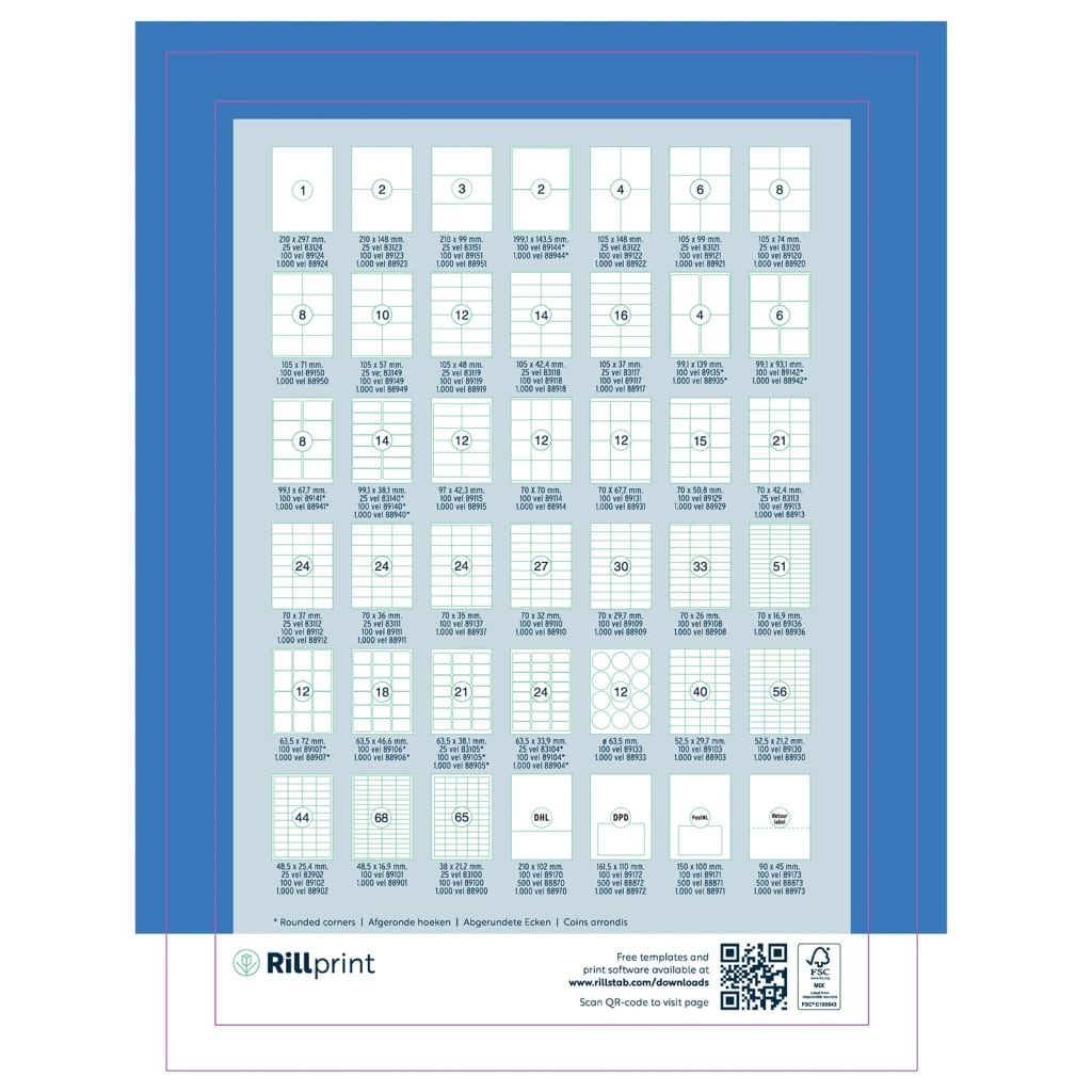 rillprint Etiquetas autoadhesivas 210x148 mm 500 hojas blanco