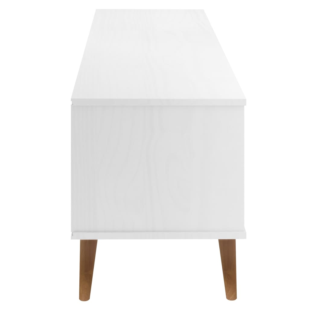 vidaXL Mueble de TV MOLDE madera maciza de pino blanca 158x40x49 cm