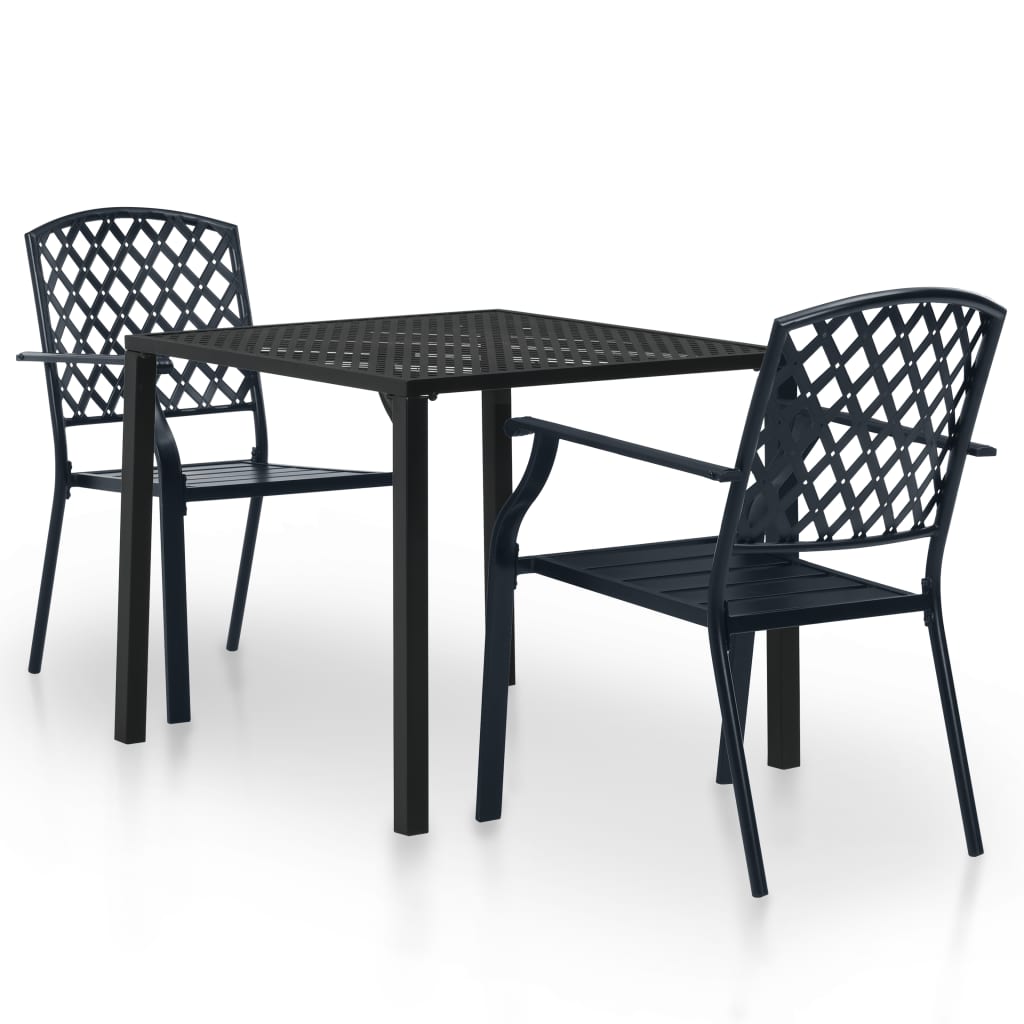vidaXL Mesa y sillas bistró de jardín 3 piezas acero negro