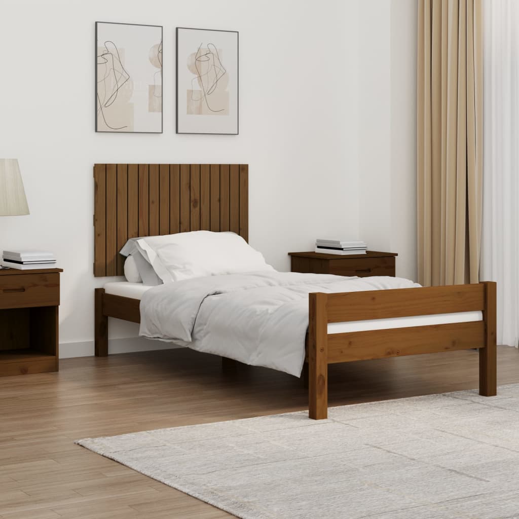 vidaXL Cabecero cama pared madera maciza pino marrón miel 95,5x3x60 cm