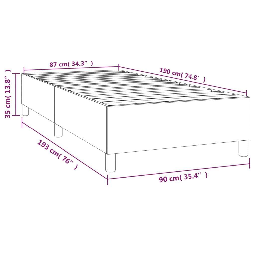 vidaXL Estructura de cama de terciopelo gris oscuro 90x190 cm