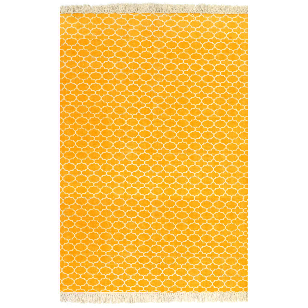 vidaXL Alfombra de algodón Kilim 120x180 cm estampado amarillo