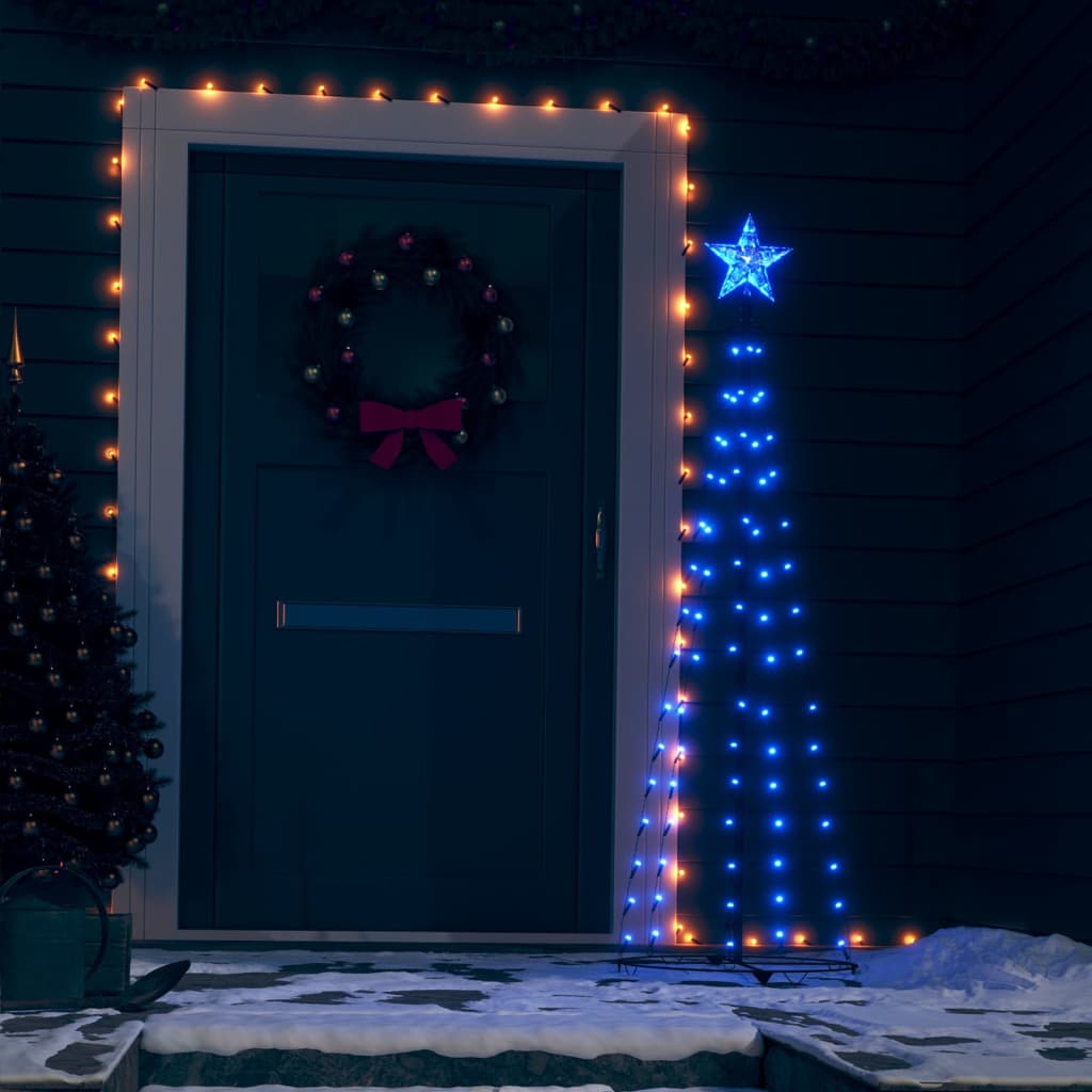 vidaXL Árbol cono de Navidad 84 LEDs decoración azul 50x150 cm