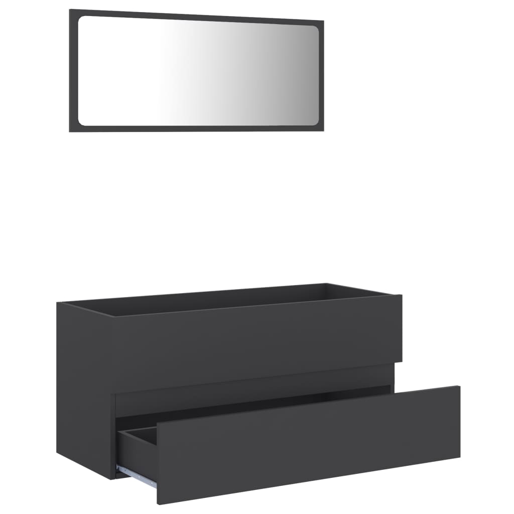 vidaXL Set de muebles de baño 2 piezas madera contrachapada gris