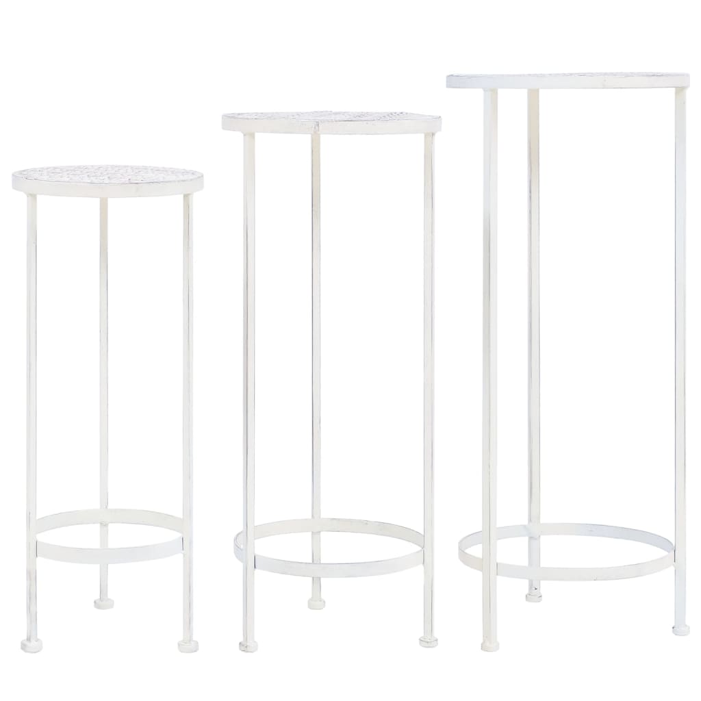 vidaXL Set de soportes para plantas estilo vintage 3 uds metal blanco