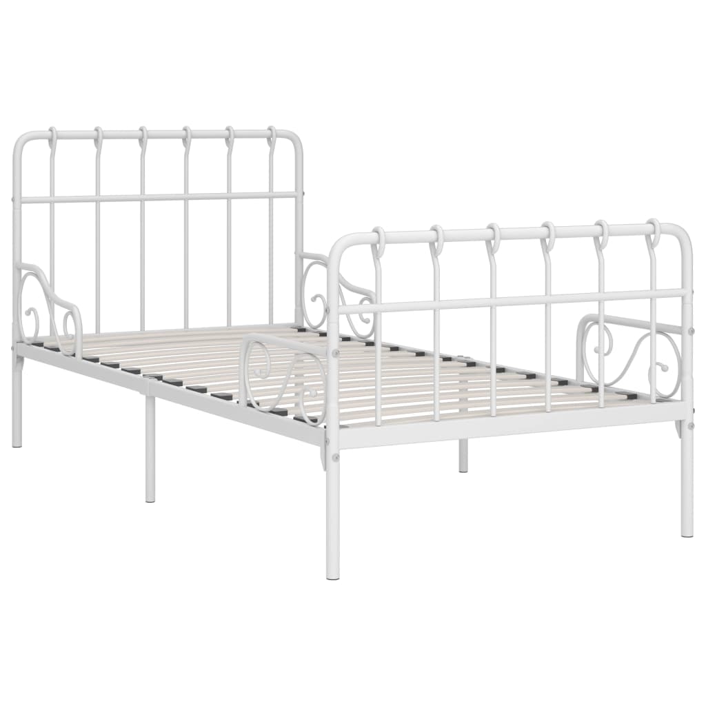vidaXL Estructura de cama con base de listones metal blanco 90x200 cm