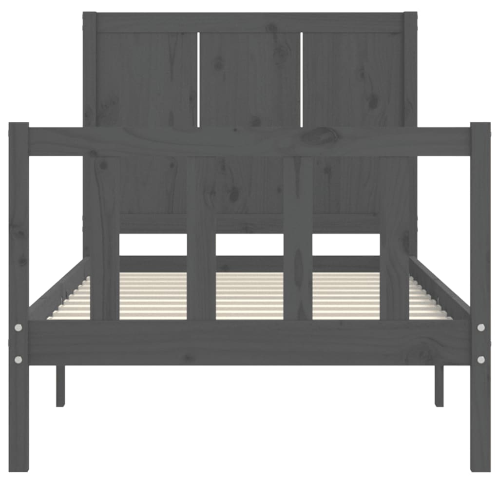 vidaXL Estructura de cama con cabecero madera maciza gris
