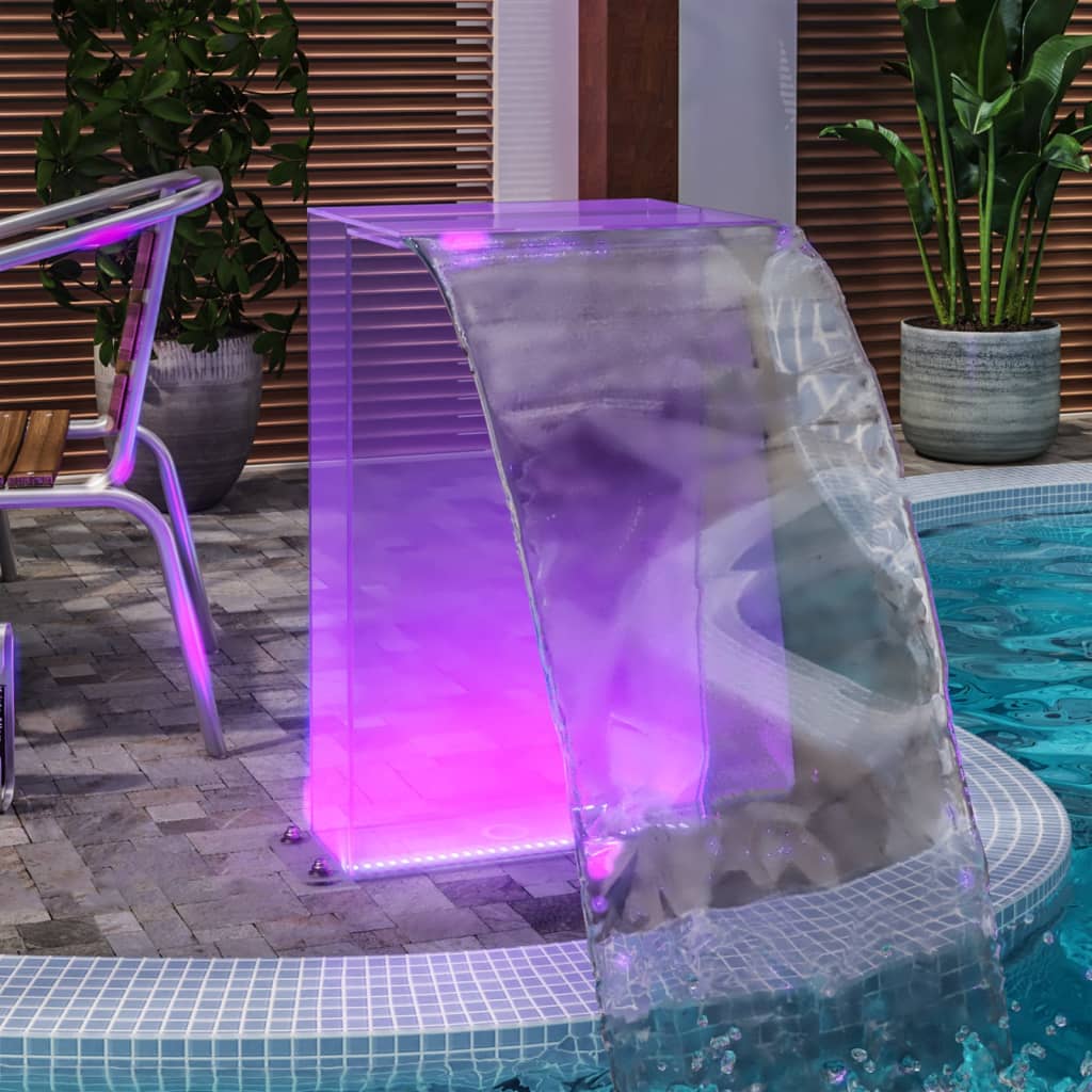 vidaXL Fuente de piscina con set de conector y luces RGB acrílico 51cm