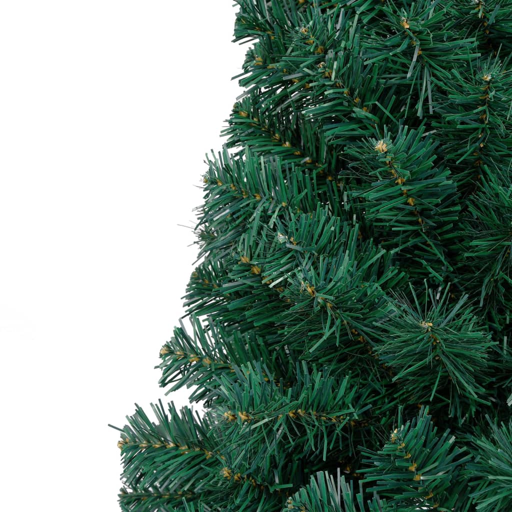 vidaXL Medio árbol de Navidad artificial LED y soporte PVC verde 180cm