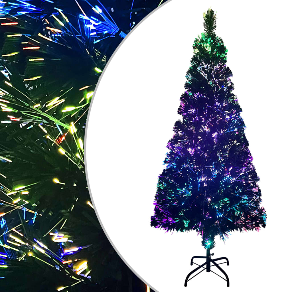 vidaXL Árbol de Navidad artificial y soporte fibra óptica verde 210 cm