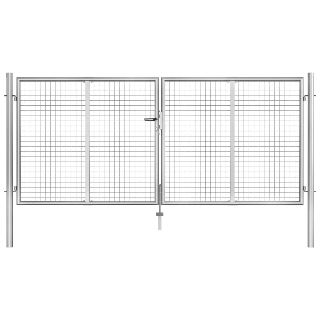 vidaXL Puerta de jardín de acero galvanizado plateado 306x175 cm