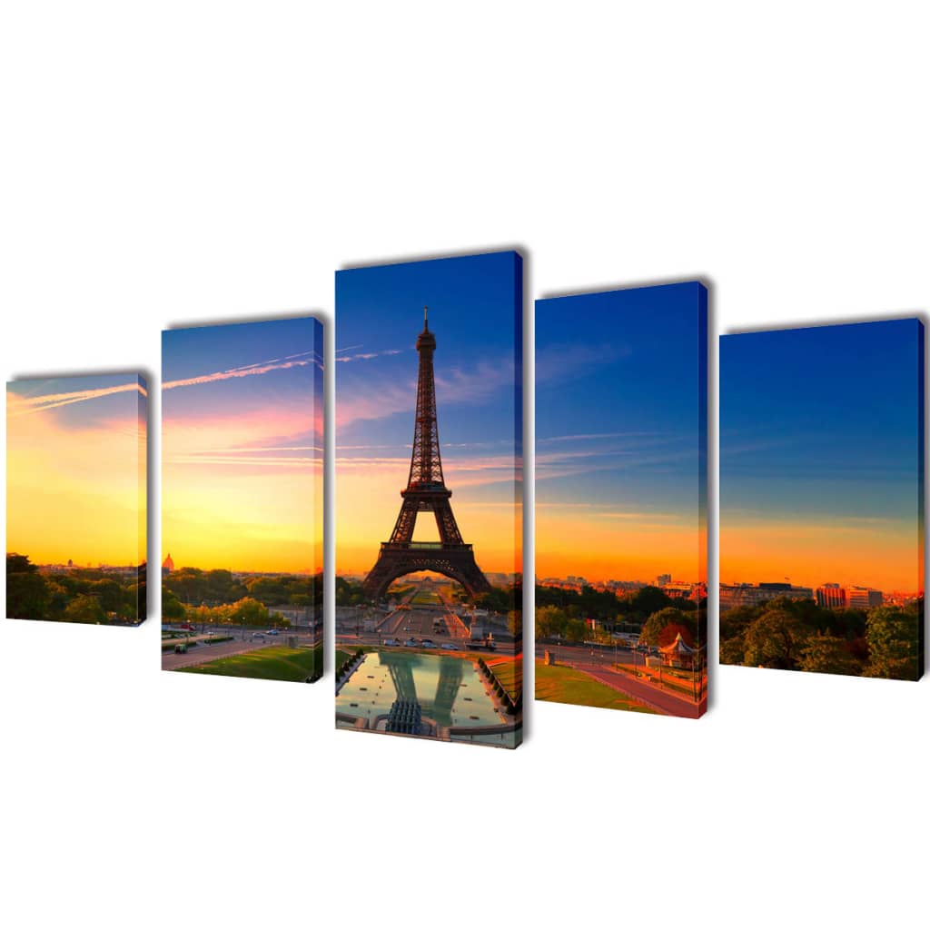 Set decorativo de lienzos para la pared Torre Eiffel 100 x 50 cm