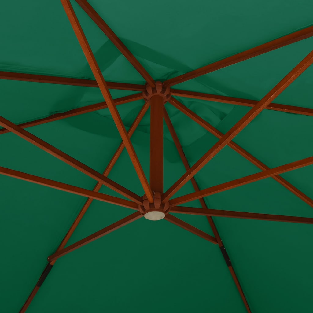 vidaXL Sombrilla voladiza poste de madera verde 400x300 cm