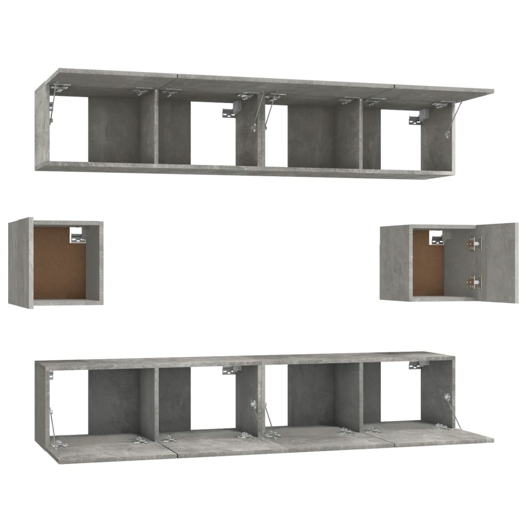 vidaXL Set de muebles de TV 6 pzas madera contrachapada gris hormigón