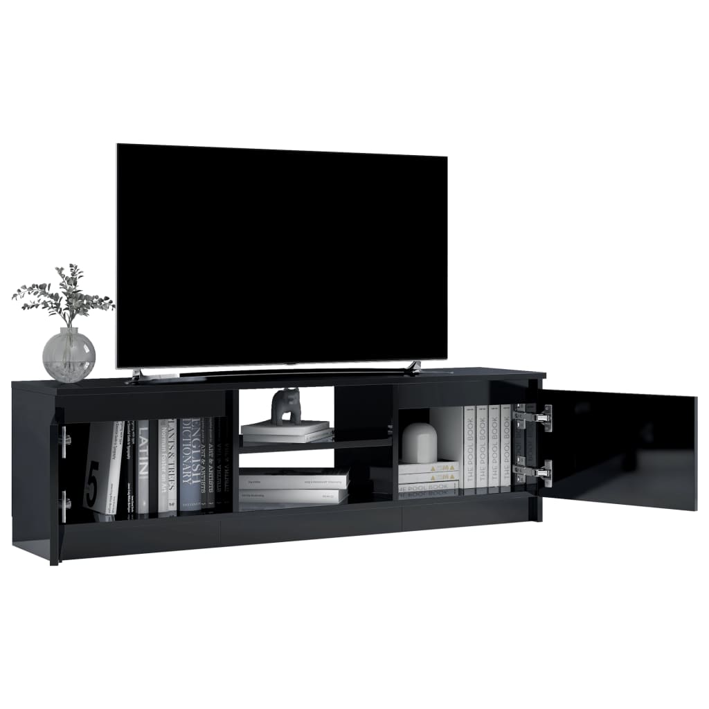 vidaXL Mueble de TV de aglomerado negro brillante 120x30x35,5 cm