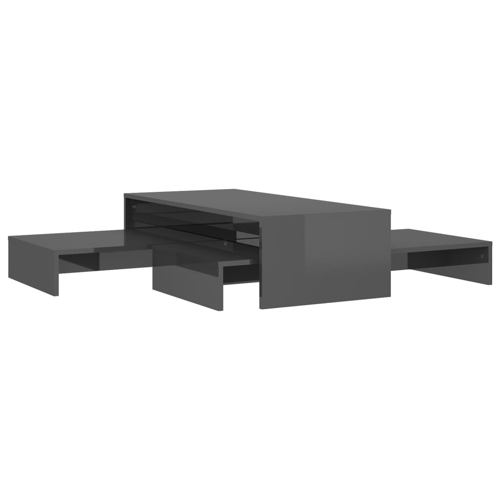 vidaXL Set de mesas de centro apilables gris brillo 100x100x26,5 cm